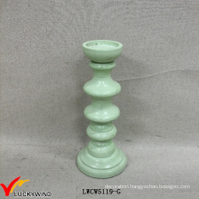 Decor Wood Vintage Mint Green Pillar Candle Holders